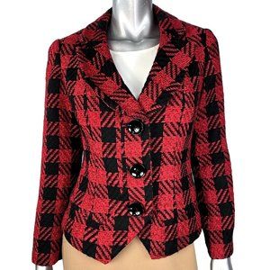 Coldwater Creek Tartan Red Black Plaid Blazer 10